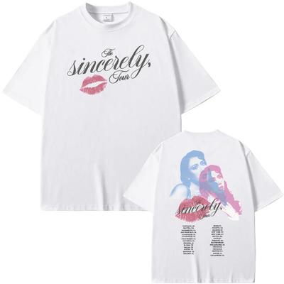 Sincerely Tour Crewneck Tee 2025 New Kali Uchis Tops Summer Hip Hop 100%cotton Tee-shirt High Quality Retro Round Neck Tshirt