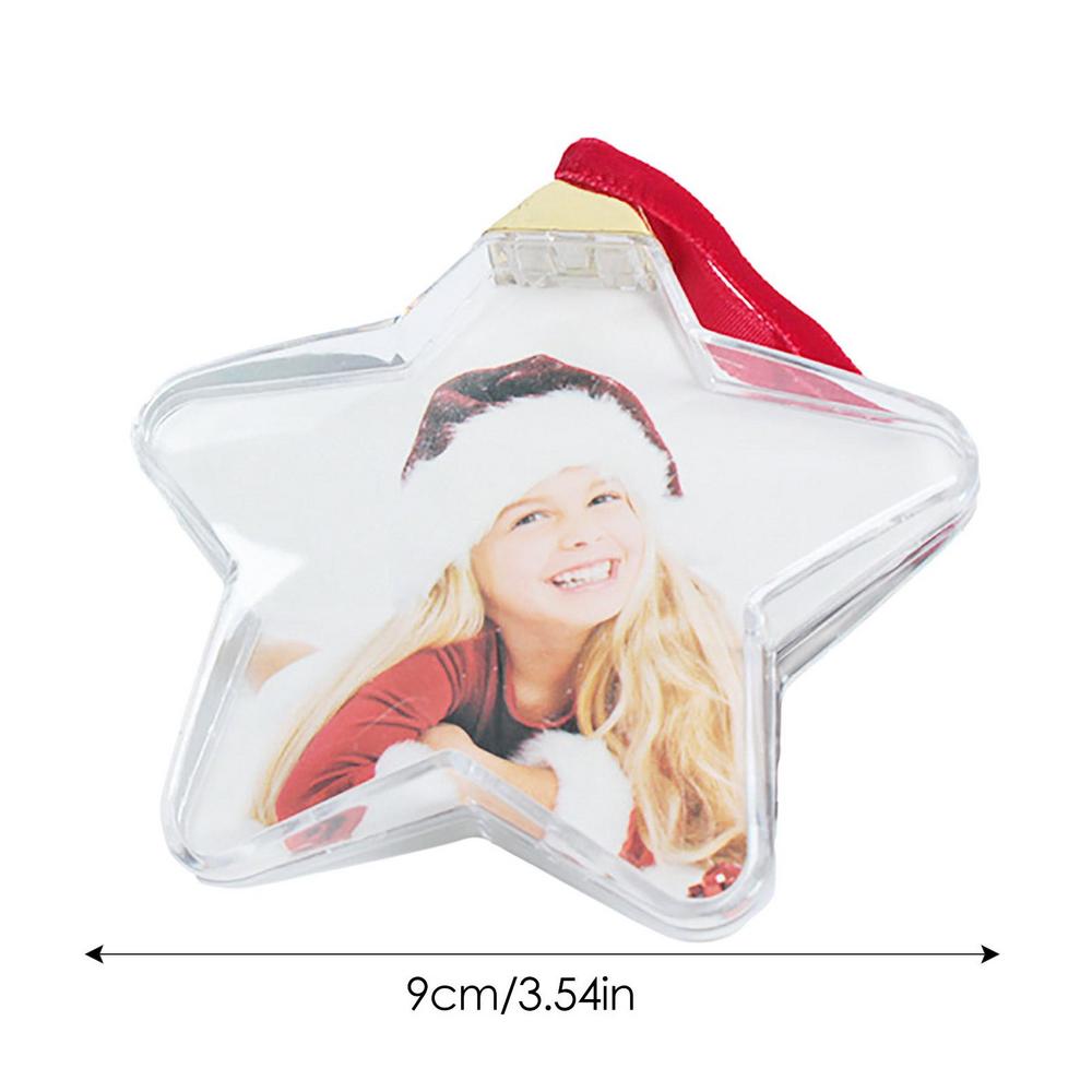 DIY Transparent Photo Frame Pendant Snowman Five-star Ball Xmas Tree Hanging Ornaments Festival Decorations Suprised Kids Gifts