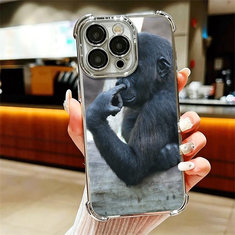 Monkey Memes Soft Phone Case For iPhone 15 16 17 Air 14 Pro Max 16E Plus 13 12 Mini Plating Anti-Fall Fundas