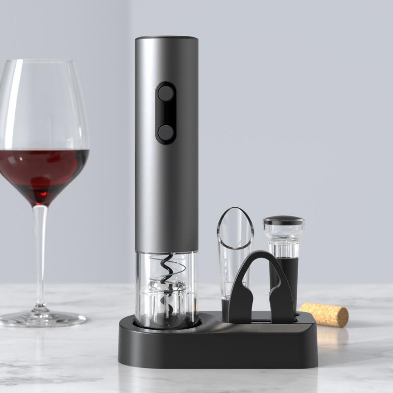 Electric Automatic Wine Bottle Opener, Battery Powered Cordless Corkscrew with Foil Cutter & Stopper, Gift Box Set