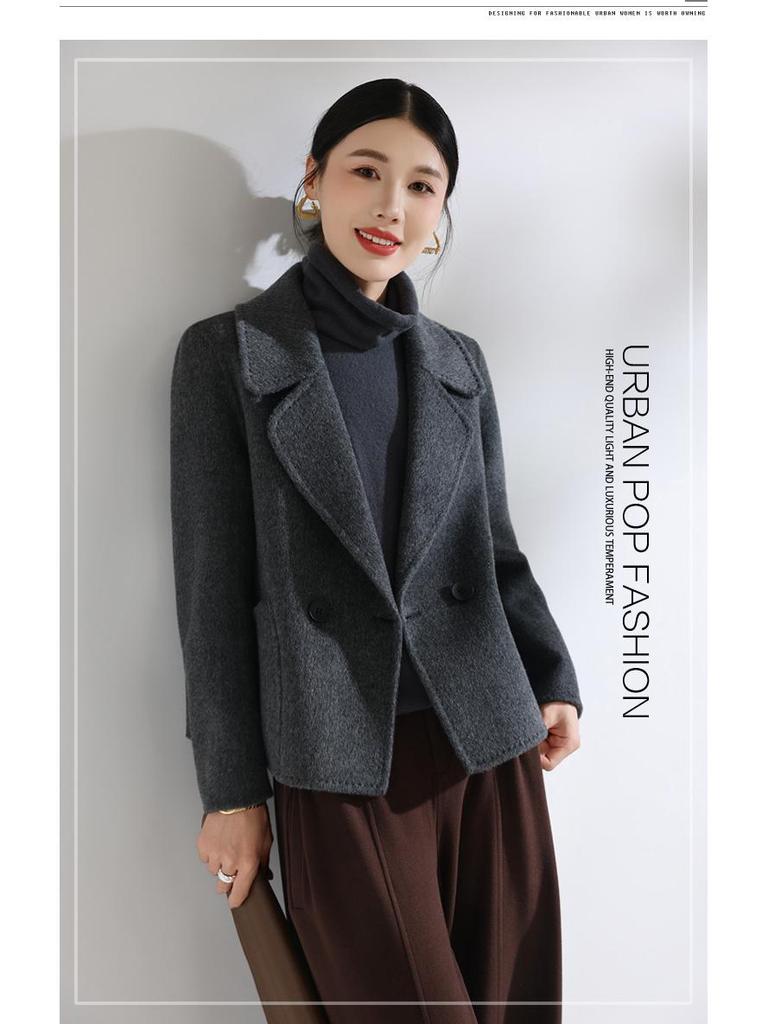 2025 Autumn/Winter Korean Style Short Double-Sided Wool Coat for Women - Fashionable, Versatile, and Loose Fit.