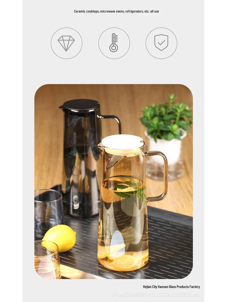 Amber High-Capacity Glass Pitcher Set for Cold Beverages