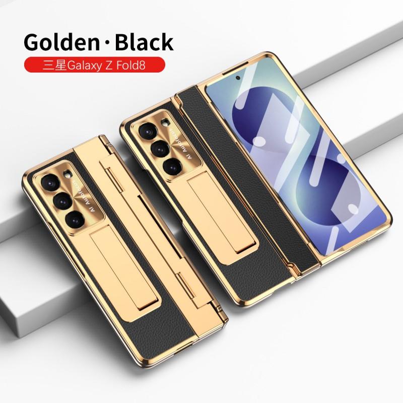 Galaxy Z Fold8 Ultra Protective Case With Flat Hinge Design Vegan Leather Cover Shockproof Stand Support