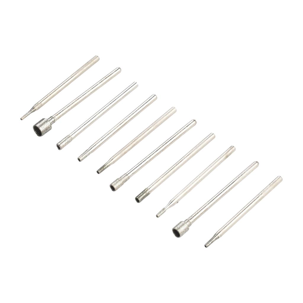 10PCS Burr Core Bits For Glass Tile Ceramics Grinding Engraving Drill Bit Set Grinding Head For Rotary Tool 2.35 Shank