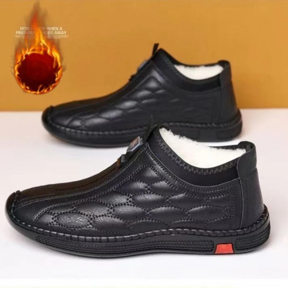 Herbst und Winter neue Fleece Herren Lederschuhe warm modisch trendig mit Outdoor Casual Slipper Baumwollschuhe Loafer Herren
