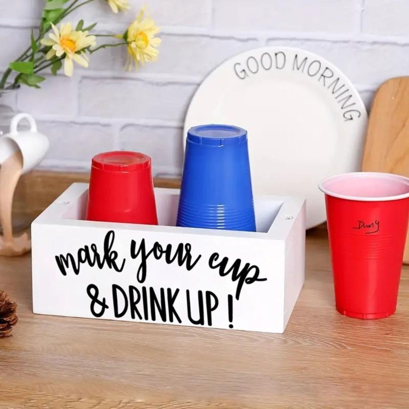 Wood Coffee Station Rack for Organizing Cups and Accessories Disposable Cup and Lid Organizer Wooden Storage Box
