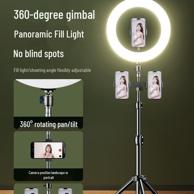 2024 Mobile Phone Live Streaming Stand with Fill Light for Douyin & Selfie Beauty - Complete Desktop Shooting Support Set
