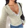 New Spring and Autumn 2026 Women's V-neck Lace Long Sleeve Blouse