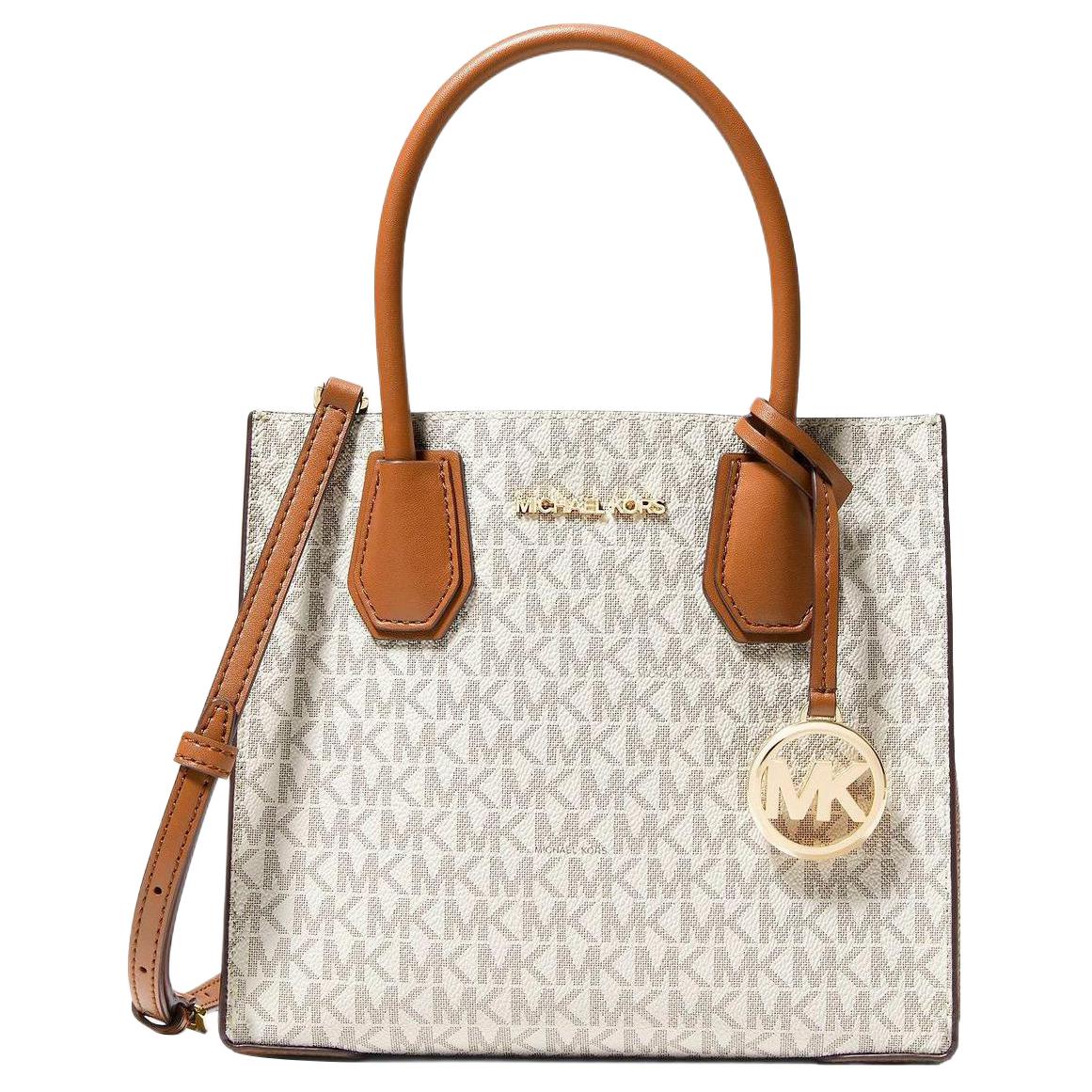 

New MICHAEL KORS Cow Leather Artificial Leather Trunk Bag Handbag Shoulder Bag Medium Size Women s Vanilla White 35S1GM9M2B-VANILLA 22.1*9.9*19.1CM