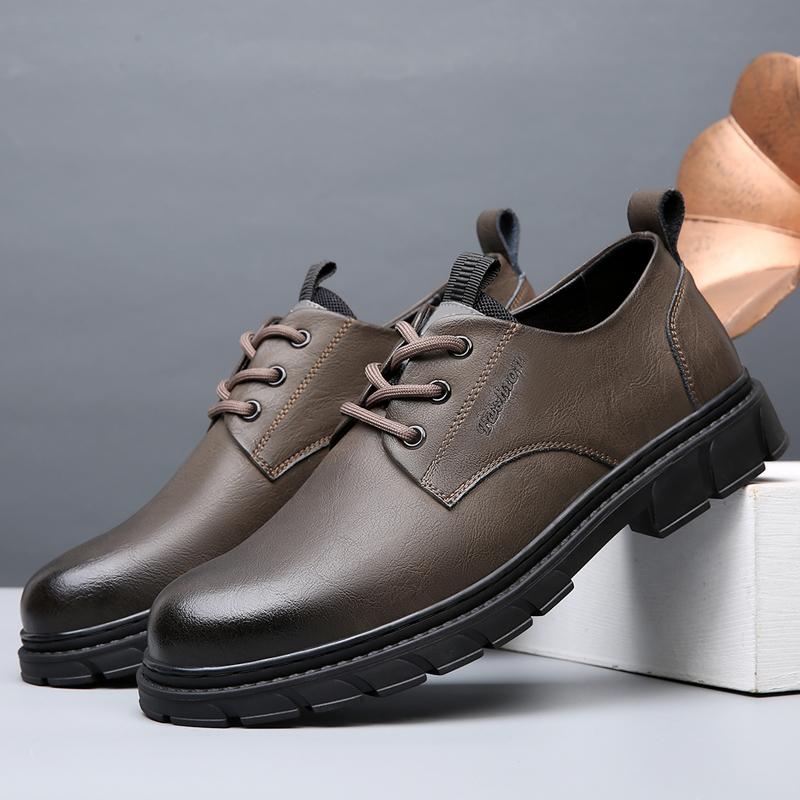 Fashion Leather Men's Shoes Lace Up Outdoor Casual Hiking Shoes Soft Sole Men Black Men Oxfords Shoes Zapatillas Hombre