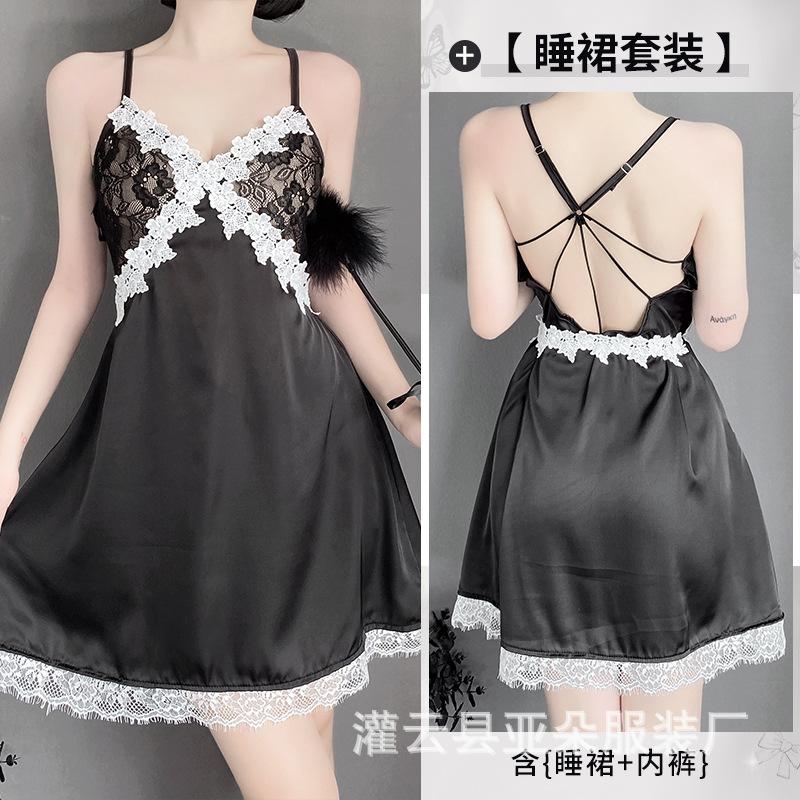 

Сексуальный кружевной перспективный соблазнительный ночной комплект с подвязками для чулок сексуальное нижнее белье M чёрный