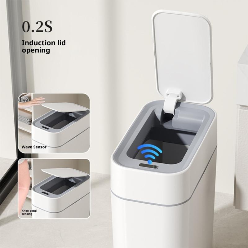 Mülleimer mit Klappdeckel, hohe Kapazität, kippsicheres Design, sichere automatische Öffnung für Haushalt, Küche, Bad