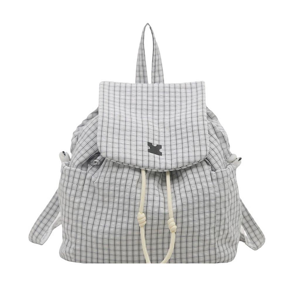 New Plaid Drawstring Backpack Korean Women's Casual Travel Student Bookbag Lightweight Mountaineering Backpack