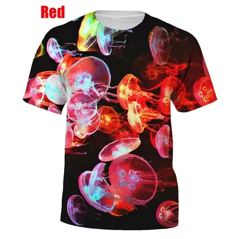 

Новая Мода 3D Принт Светящиеся Медузы Графические Футболки Лето Повседневная Унисекс Футболка Свободная Оверсайз Короткий Рукав Футболка Топы 6XL