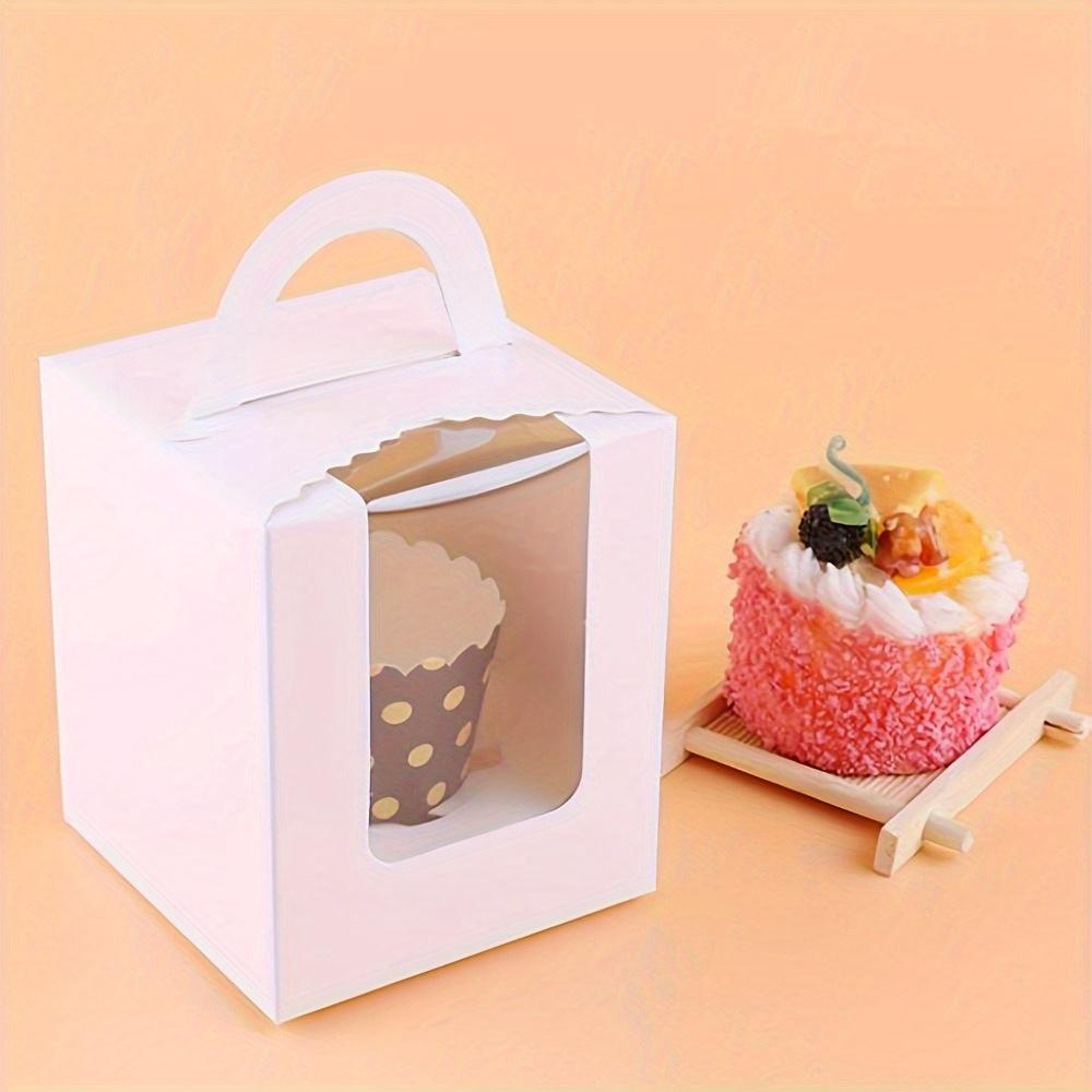 30 Stück Weiße Geschenkverpackung, Einzel-Cupcake-Boxen mit Klarsichtfenster und Griff, Papier-Gebäckbehälter für kleine Kuchen, Muffins