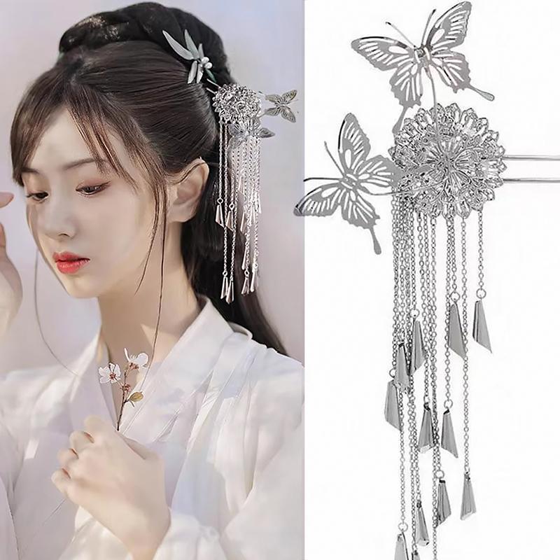 1PC Butterfly Tassel Hairpin Photography Tassel Dress Alloy Holiday Celebrations Exquisite Gift Classical Stage Performances