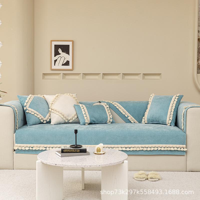 

Скандинавская универсальная диванная подушка с кисточками Four Seasons, стеганая тканевая подушка, простой современный нескользящий диван из цельного дерева в скандинавском стиле 70*70cm