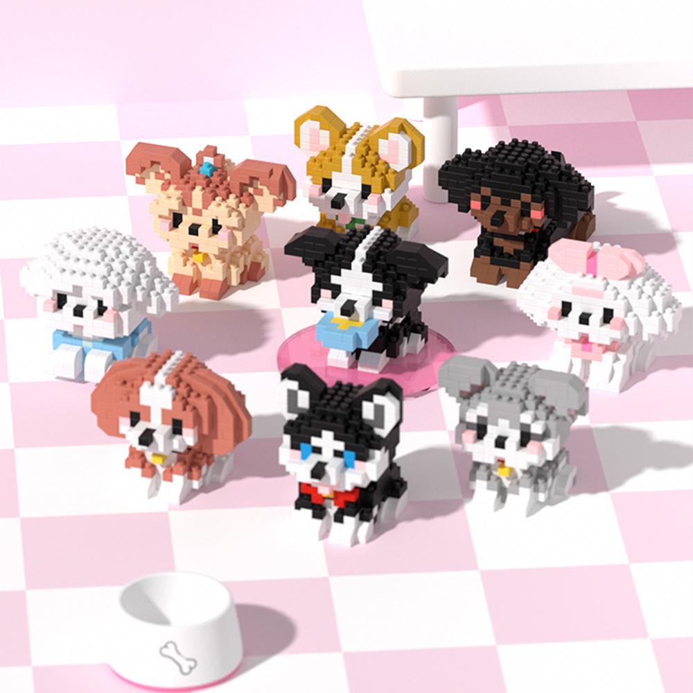 Cute Pet Dog Cat Micro Building Block Model Set Kids City Cartoon Animal Diamond Bricks Educational Toy Christmas Gifts for Kids