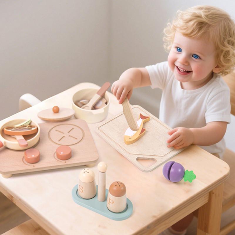 Cooking Wooden Kitchen Pot Toy Set For Kids Hands On Learning Creativity And