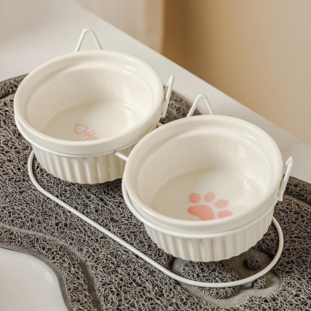 Prevent Tipping Ceramic Cat Bowls Non-Slip Cat Water Bowls Pet Feeding Dish Pet Feeding