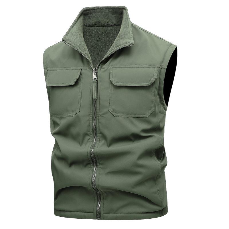 Direct sales M-8XL large size men's outdoor fishing tooling casual double-sided vest young and middle-aged stand-up collar