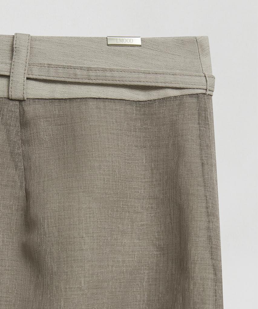 El Mood Woman Sheer Layered Skirt Linen Beige