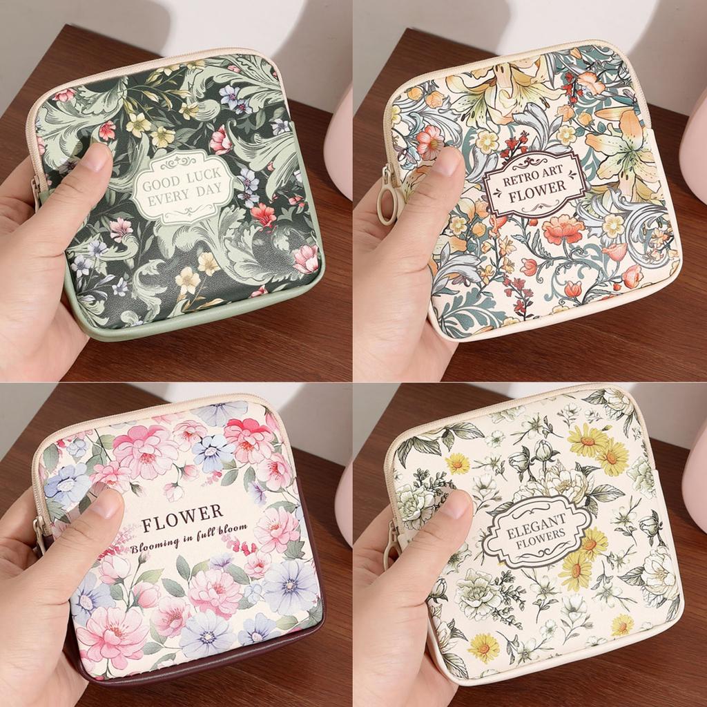 Přenosná menstruační taštička pro ženy, úložná taška na sluchátka a datové kabely, taštička na rtěnky, přenosná peněženka s velkou kapacitou na mince