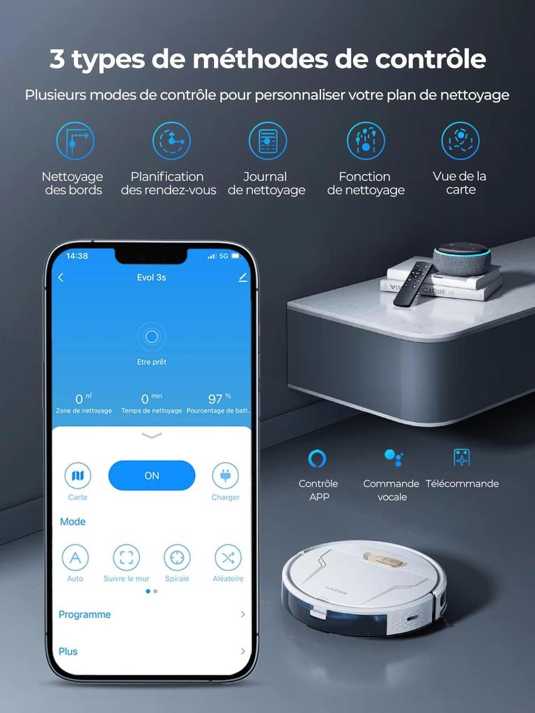 Laresar 3s Robot Vacuum Cleaner Mop 4000Pa Smart APP Control Intelligent Planned for Home Floor Washing Carpet Pet Hair Cleaning