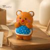 Hand Carved Basswood Bear Ornament Hand-Carved Ornament, Cute Apron Wood Decorative Figurine, Handcrafted Figure Statue for Desktop Shelf And