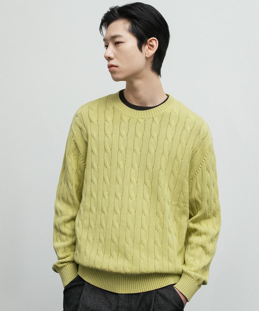 BLANKROOM Cable Knit_Yellow Green