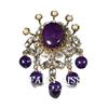 Brooch Inlaid with Zircon Pearl Purple Stone European and American Heavy Industry High-end Women's Pin Accessories