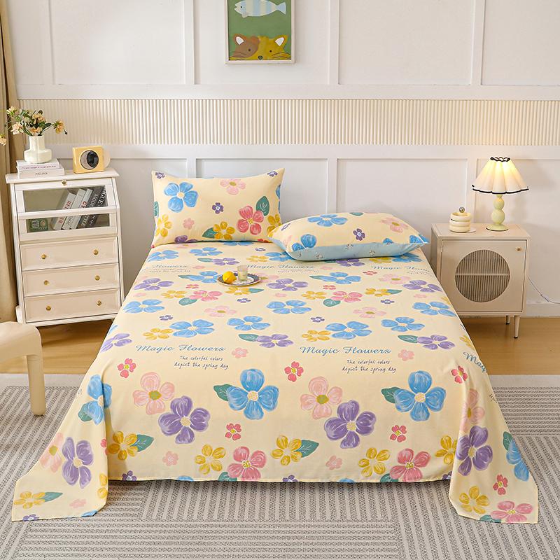 Cotton Bed Flat Sheet designed for Double Bed Plain Solid Color Top Sheets Single/Queen/King Flat Bedsheets Household Bed Linen Sheets