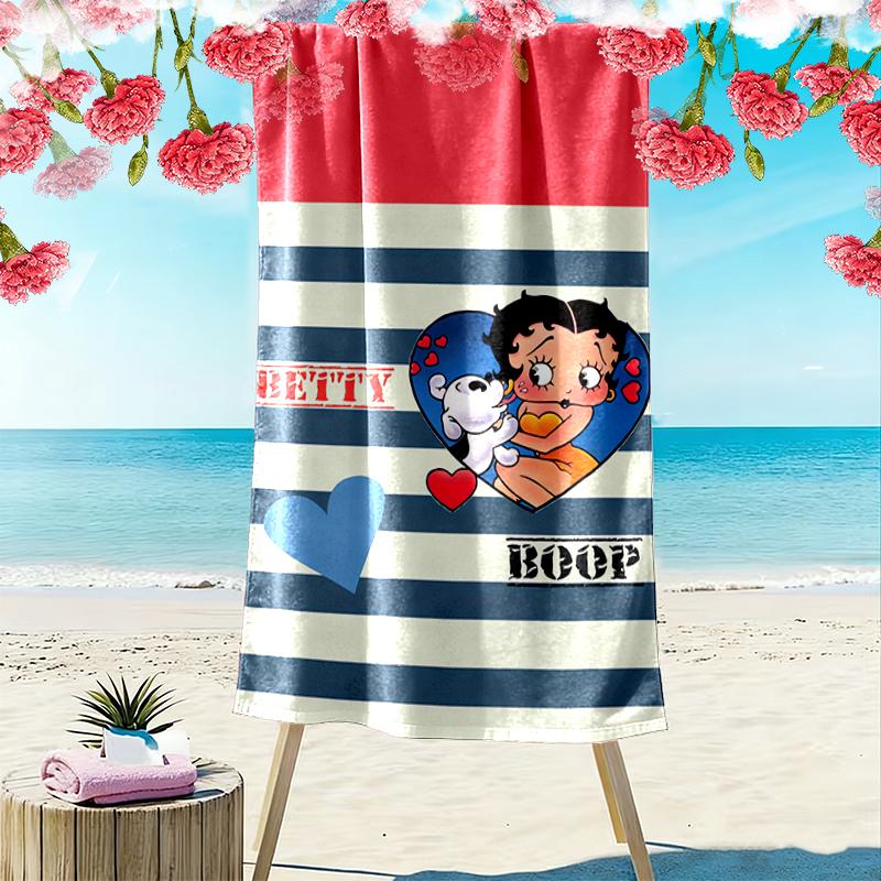 1pc Betty Boop Beach Towel, A Vibrant Beach Towel Suitable for Outdoor Activities, Camping, Hiking