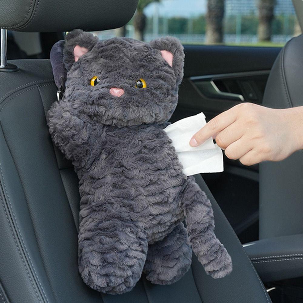 Cartoon Hanging Paper Organizer 2 In 1 Cute Plush Car Tissue Box  Interior Accessories