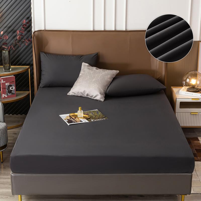 Waterproof Elastic Bed Cover Crystal Bed Sheet Mattress Cover Winter Warm Soft Queen King Solid Color Not Including Pillowcase