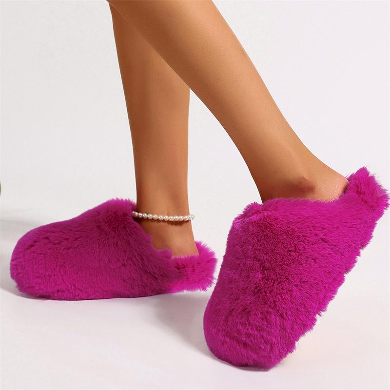 Winter Home Slippers For Females Faux Fur Slippers Fluffy Warm Plush Indoor Anti Slip Comfortable Slippers For Women Clogs Shoes