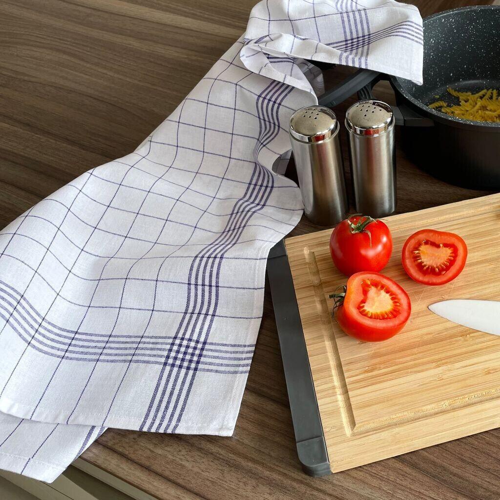6/12Pcs Kitchen Towels, HOOHNICE, Classic Plaid Dish Towel Scouring Pad