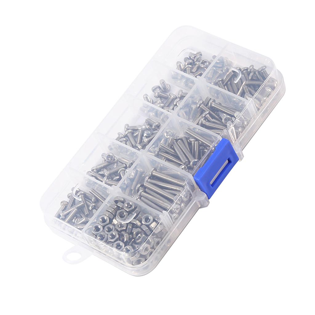 340pcs M3 Stainless Steel Screws and Nuts Assortment Kit Set Pan Head