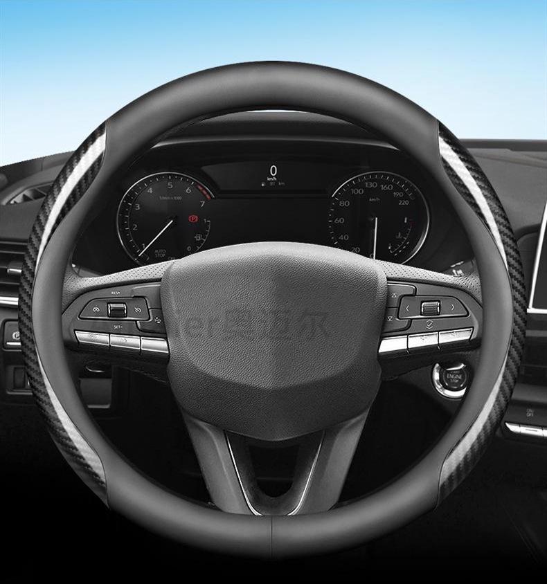 Premium Genuine Leather Steering Wheel Cover for Geely Models: Xingyue L, Boyue, Emgrand L, Xingrui, Binyue, Vision X3 - Ultra-Thin Grip Design.