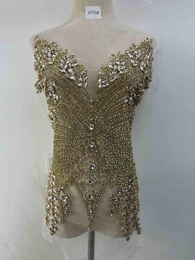 Halloween 3D Glass Corset Dress with Stretch Feature Halloween Sequined Corset with Rhinestone Motif Applique Sew-On Garment