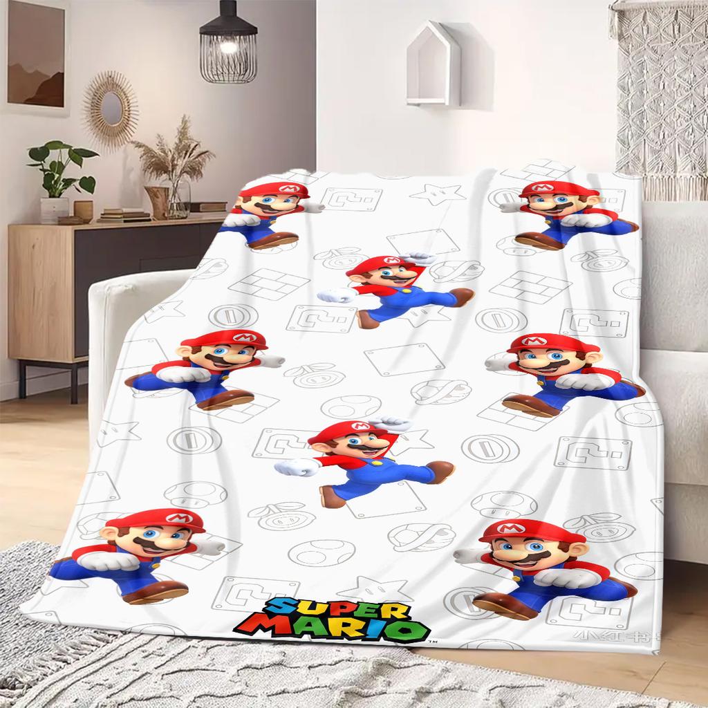 Mario Anime Print Blanket Warm  Comfortable Flannel Blanket Suitable for Bedrooms, Sofas, Beds, Chairs, Picnics, Travel