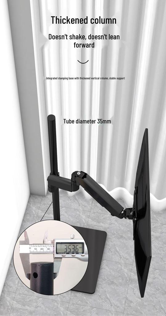Floor-Standing Monitor Stand with Adjustable Height and Rotating Shelf