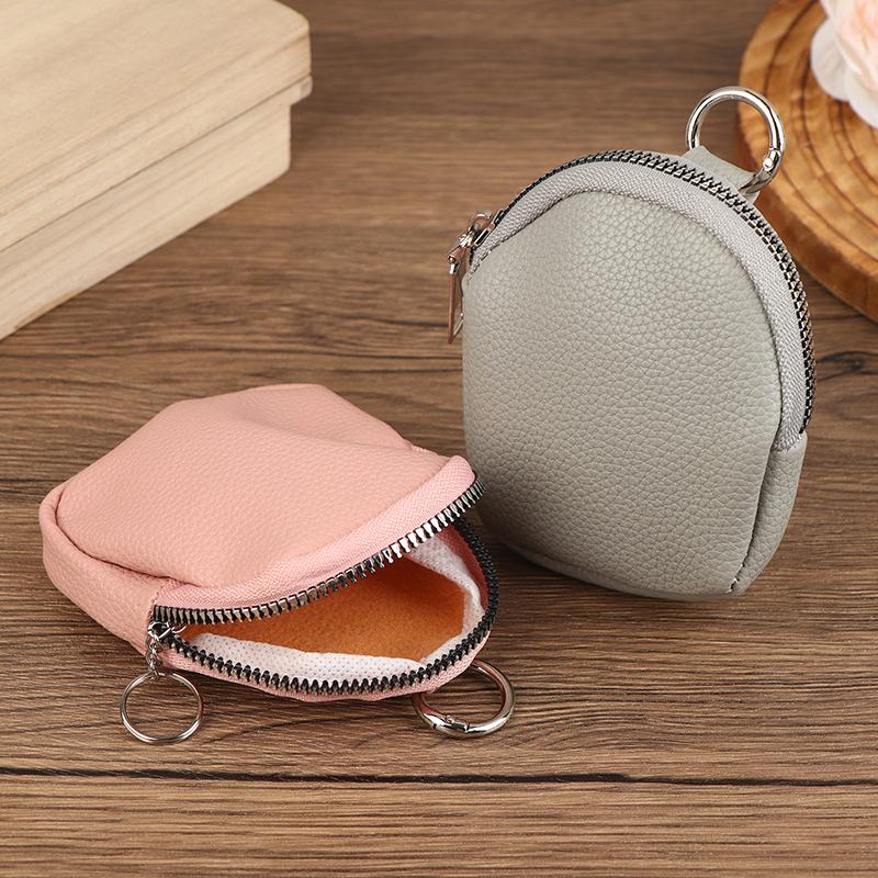 Keychain Wallet For Women Men Pu Leather Coin Purse Small Zipper Pouch Key Holder Rfid Blocking Portable Storage Bag
