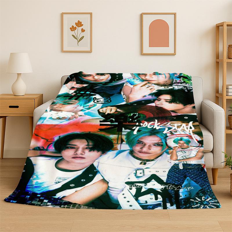 Kpop Felix Stray Kids Manta de Franela Suave Cálida para Dormitorio Sala de Estar Cama Viaje Camping Picnic Regalo