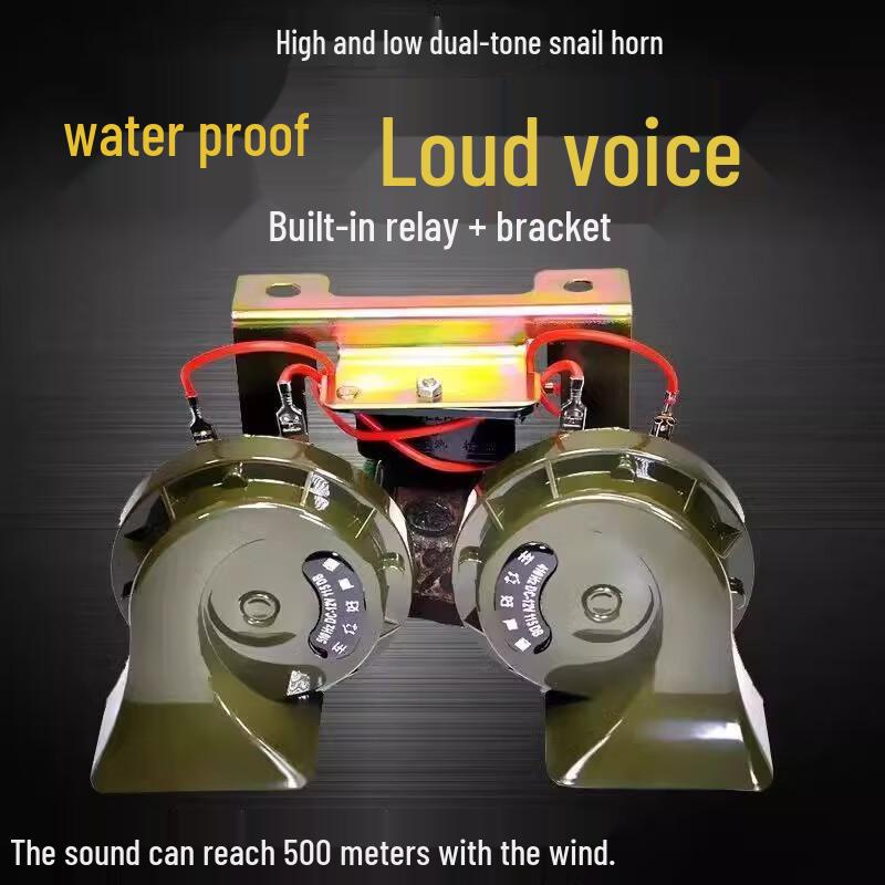 Yingjun Universal 12V/24V Waterproof Super Loud Snail Car Horn