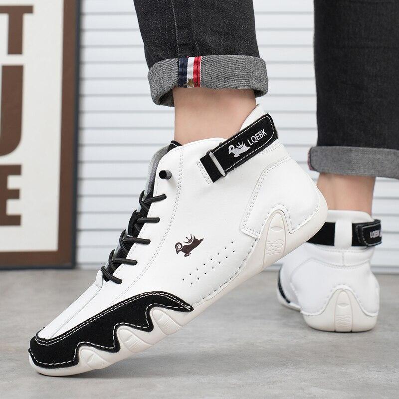 Men's Ankle Boots Winter 2025 Men High Top Sneakers Outdoor Lace-Up Casual Leather Shoes Fashion Loafers Luxury Motorcycle Boots