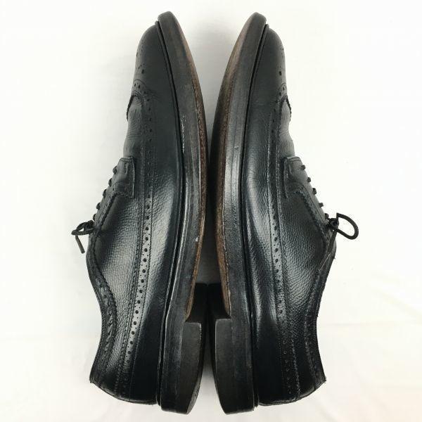 60s-70s Vintage HANOVER Long Wingtip Black Size 10B/AA 26.5-27.5cm Men's(USED)