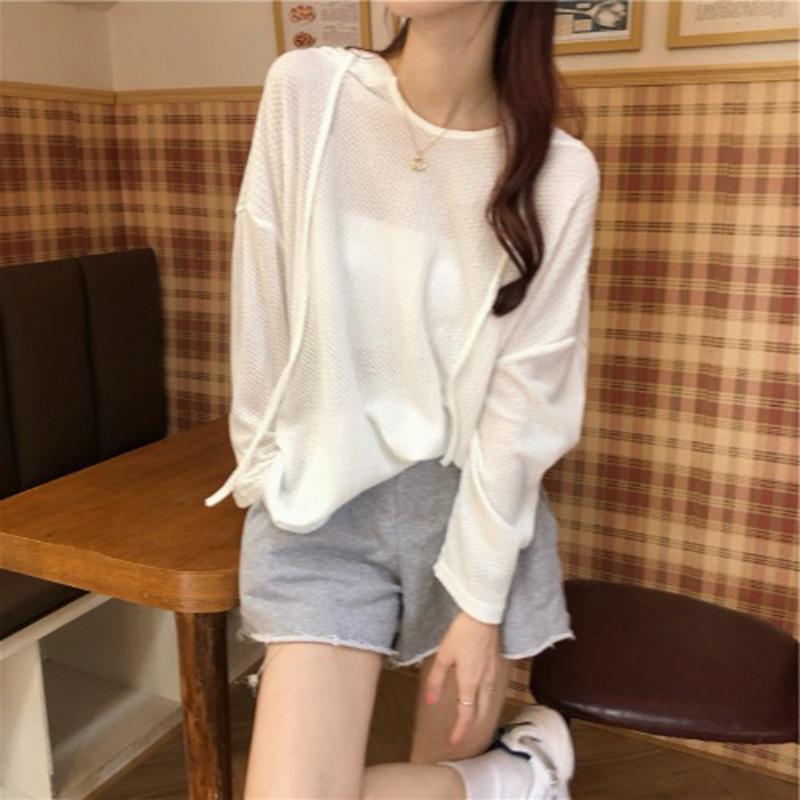 2025 Korean-Style Oversized Hooded Sweater - Women's Trendy, Lightweight, Long-Sleeve Pullover for Spring and Autumn