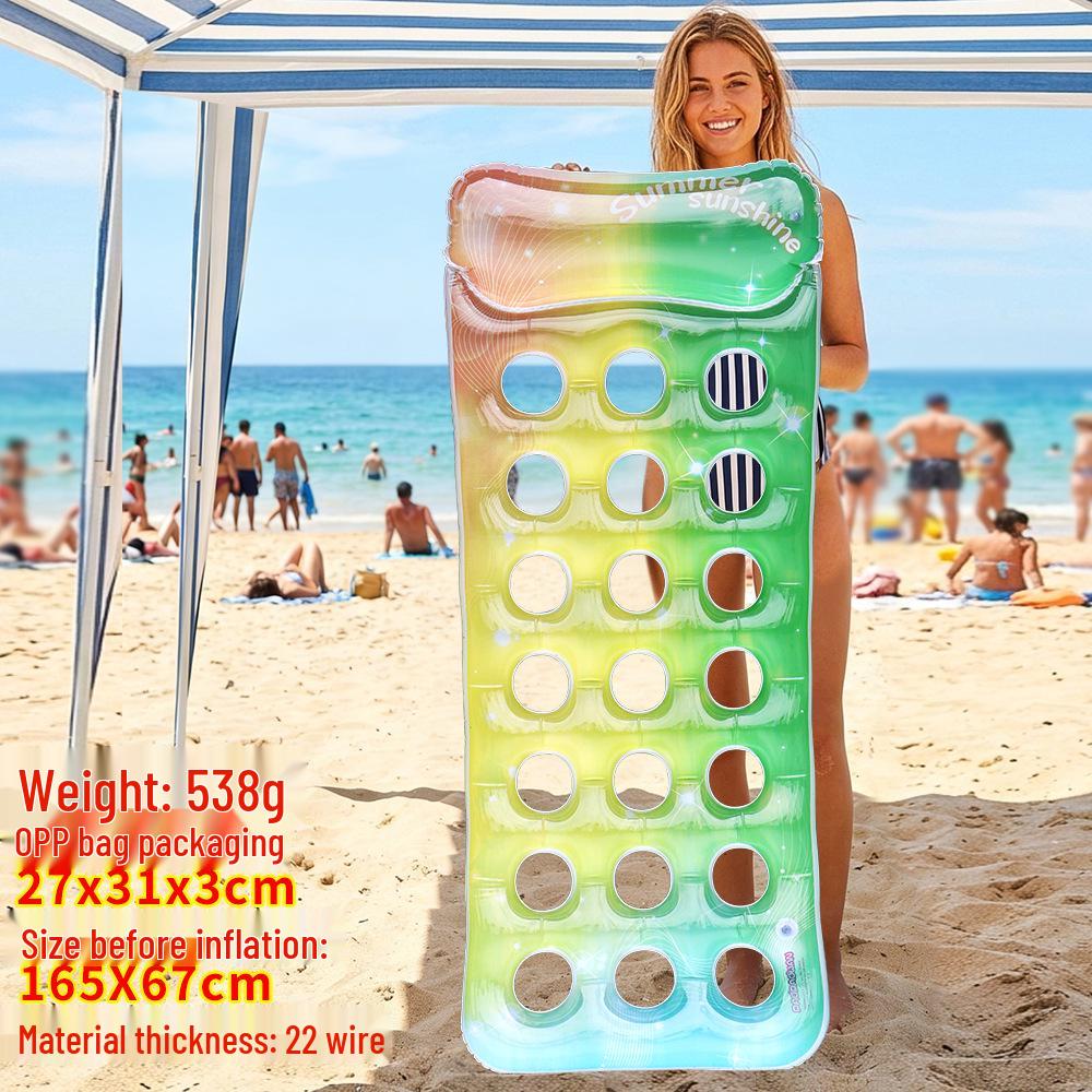 Foldable Striped Pool Hammock: New Style Inflatable Float & Mesh Recliner