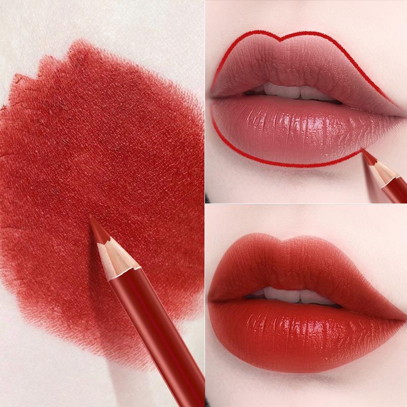 6D Pure Desire Waterproof Lip Liner: Sharpenable, Sweatproof Wood Crayon for Precise Outline.